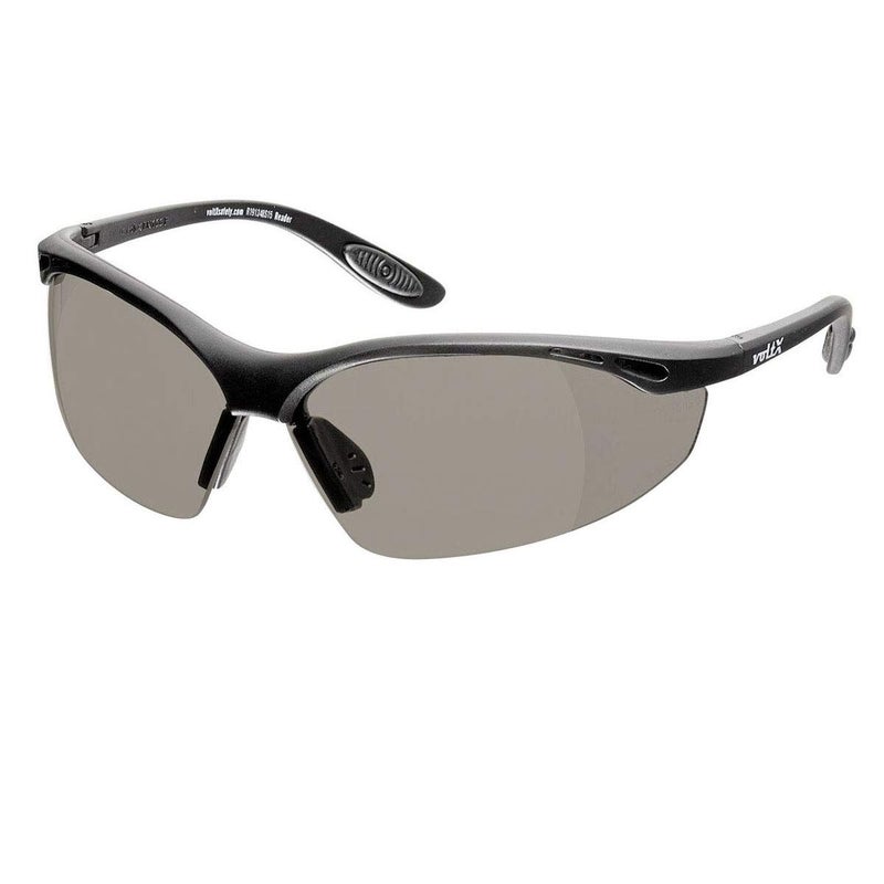 voltX 'Constructor' SAFETY READERS Full Lens Reading Safety Glasses UKCA & CE EN166f certified (+1.0 Dioptre, Smoke) â€“ Wraparound Style â€“ Anti fog coated UV400 lens